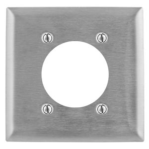 Hubbell-Wiring SS701 302/304 Stainless Steel Screw Mount Standard Size Slightly Beveled 2-Gang Wallplate 2-Single Receptacle Satin