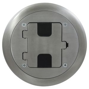 Hubbell-Wiring RF406ALU Brushed Aluminum PVC Flange and Hinged Door Cover Floor Box