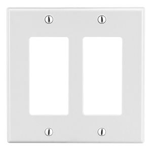 Hubbell-Wiring P262W Polycarbonate Thermoplastic Screw Mount Standard Size 2-Gang Wallplate 2) Decorator White