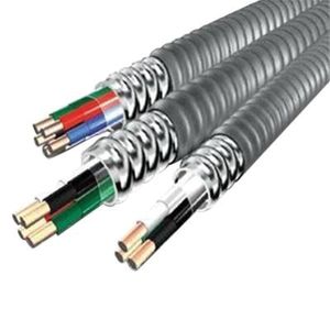 MC-12/3-AL-W/GRN-GRD-100FT Copper Conductor Aluminum Armored MC Armored Cable With Grounding 12/3 100-ft Coil