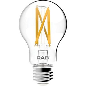 Rab A19-9-E26-927-F-C Dimmable A19 Decorative LED Filament Lamp E26 Medium Base 6-Watt 810-Lumens 90 CRI 2700K Soft White