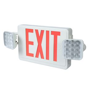 Cooper Lighting APC7RSQ APC Series Head Combination Emergency Exit Sign With 2-Square LED Head White/Textured Housing Red Letter (2) LED Sure-Lites