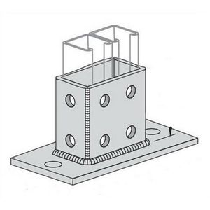 Power Strut PS-2064-EG Electrogalvanized Steel Closed Post Rectangular Base Double-Column Post Base