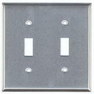 Mulberry 97072 430 Stainless Steel Standard Size 2-Gang Toggle Switch Wallplate 2-Toggle Switch