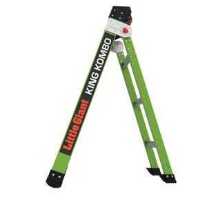 Little Giant Ladder Systems 13470-001 Fiberglass 3-in-1 All-Access Combination Ladder with Rotating Wall Pad 4-ft Hi-Viz Green King Kombo