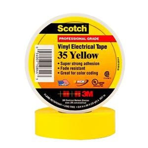 3M 35-YELLOW-3/4 Premium Grade Electrical Tape 0.75-Inch x 66-ft x 7 mil PVC Backing Yellow Scotch