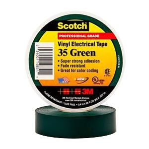 3M 35-GREEN-3/4 Premium Grade Electrical Tape 0.75-Inch x 66-ft x 7 mil PVC Backing Green Scotch