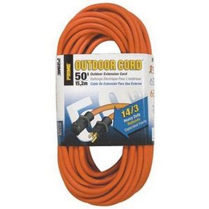 American Insulated Wire C4314050BO SJTW Indoor/Outdoor Extension Cord 14/3 50-ft Orange Black Stripe