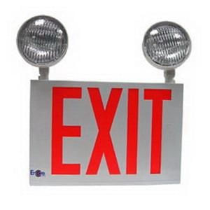 Encore Lighting LC8-2 LC8 Series Self-Powered Combination Exit Sign And Light (2) LED White Housing Red Letter