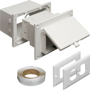Arlington DVB1W Textured UV Rated Plastic 1-Gang Recessed Non-Metallic Low Profile Box With Adapter Sleeve 4.934-Inch x 7.186-Inch x 5.283-Inch 22-