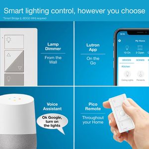 Lutron PD-3PCL-WH 120-Volt AC at 50/60-Hz 1-Pole 3-Way Wireless Lamp Dimmer White Caseta