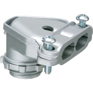 Arlington 84690 Die Cast Zinc Non-Insulated Throat 90-Degree Duplex Connector 3/8-Inch
