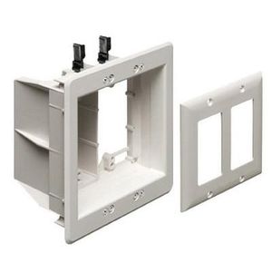Arlington TVBU505 Plastic Screw Mount 2-Gang Recessed TV Box 6.254-Inch x 6.942-Inch x 3.75-Inch White TV BOX