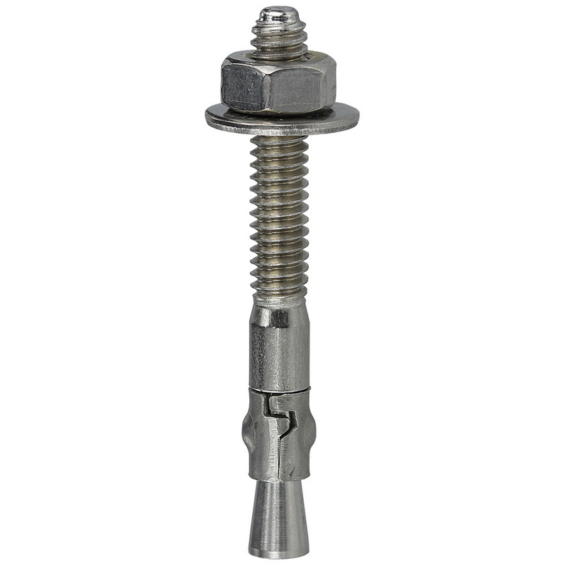 Stainless steel wedge anchor bolt for electrical hardware and conduit mounting.
