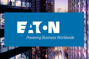 Eaton logo with tagline 'Powering Business Worldwide' — a global leader in electrical power distribution and control solutions.