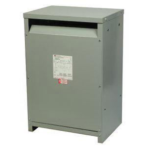 Dry-type electrical transformer for commercial power distribution and voltage regulation.